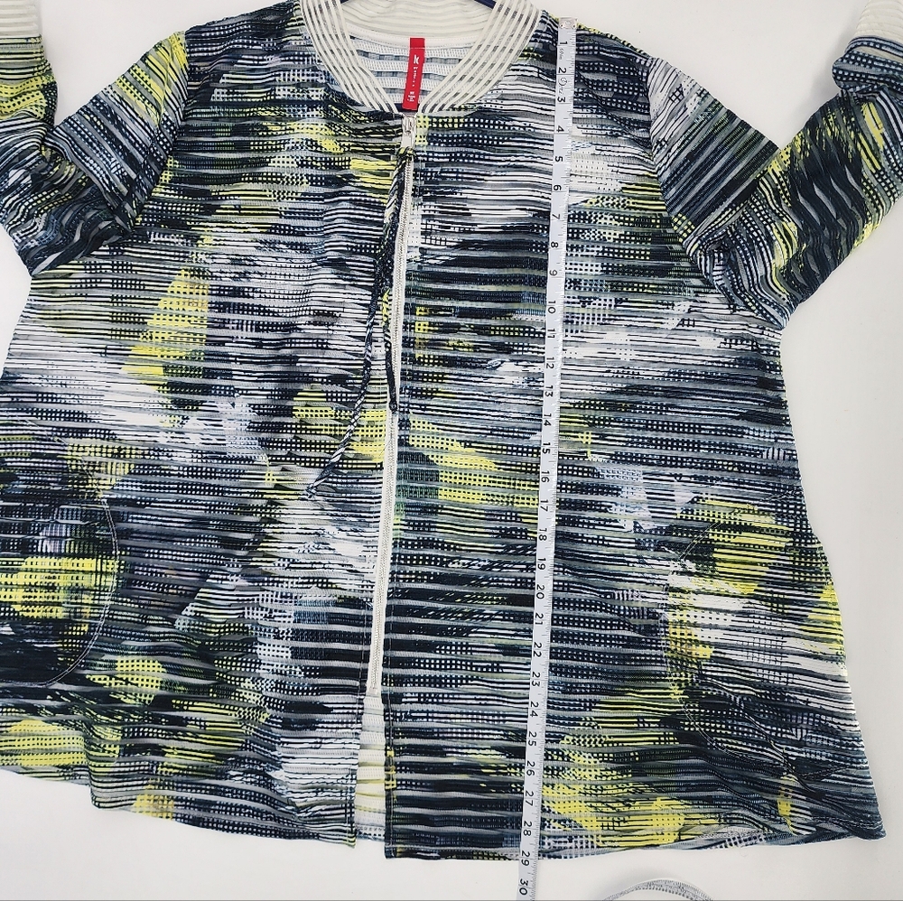 IC by Connie K Ribbed Textured Sheer Jacket Top Full Zip Womens Plus 3X - Picture 10 of 11